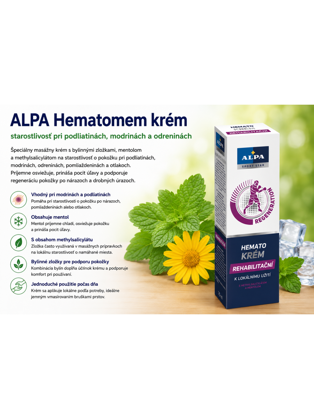 ALPA Hematomem krém starostlivosť pri podliatinách, modrinách a odreninách