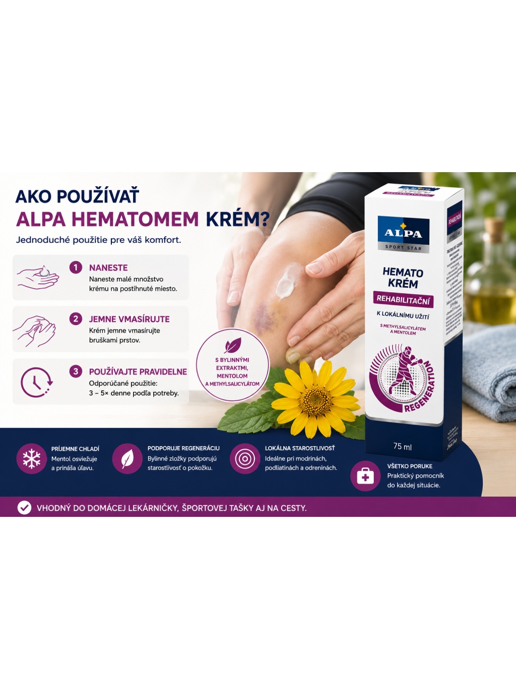 Na čo je ALPA Hematomem krém vhodný – modriny, podliatiny, odreniny a otlaky