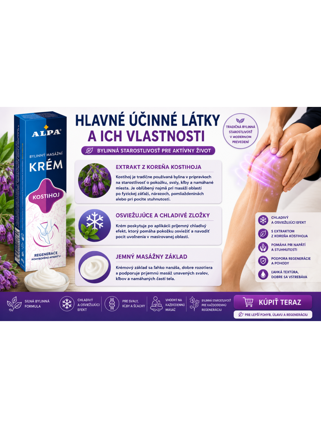 Hlavné účinné látky ALPA Krém Kostihoj