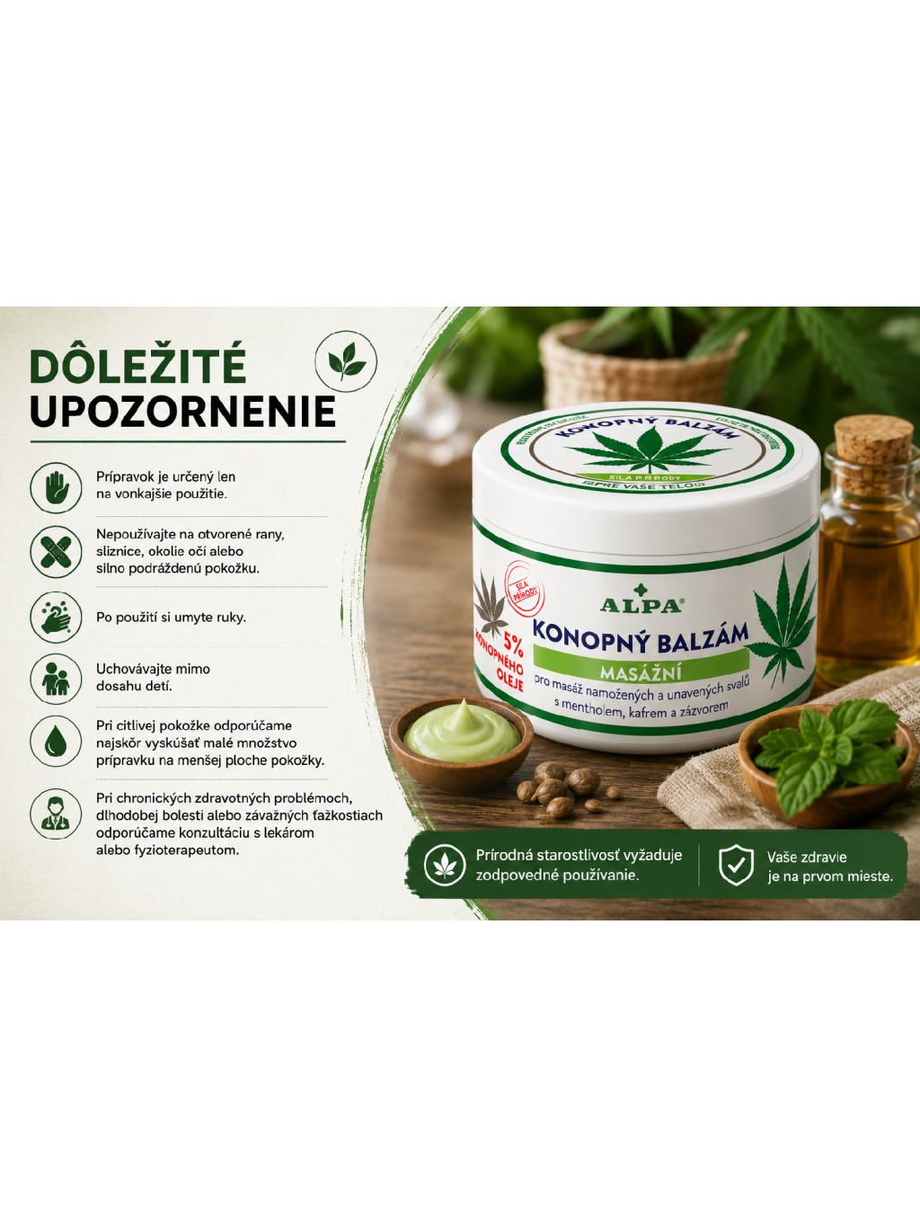 Dôležité upozornenie Konopný balzam